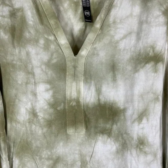 Kensie Women's Dusty Olive Combo Tie-Dye Rayon Dress Sz M - Picture 5 of 10